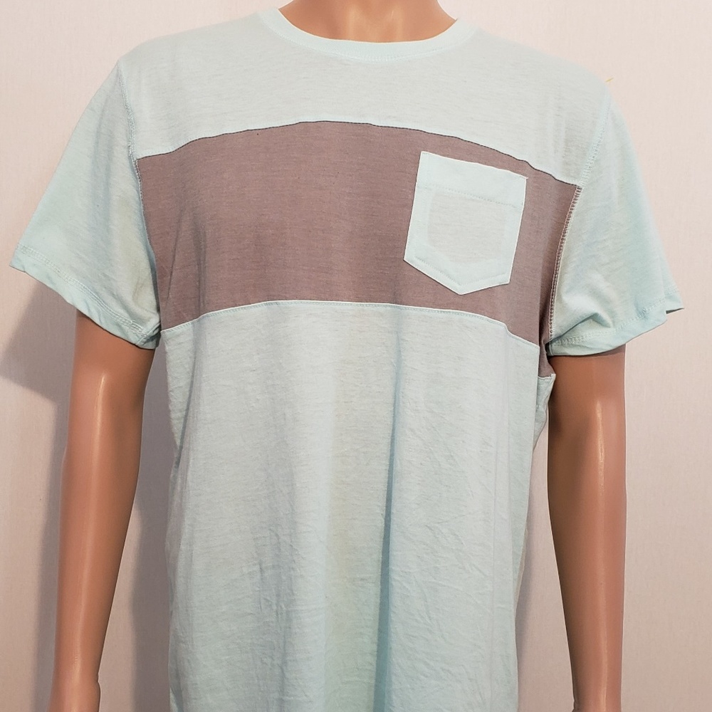 ALPHA BETA ROBINS EGG BLUE AND GRAY POCKET TEE XL
